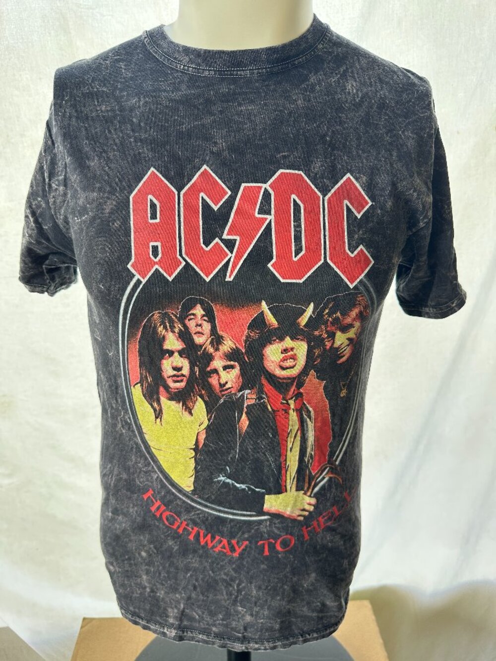 AC DC Highway to Hell 2022 Men's Black Tye Dye Shirt Small Perryscope Production